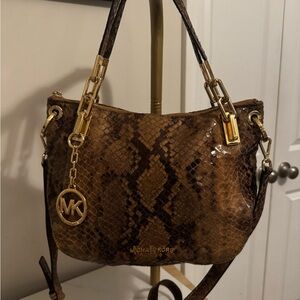 Michael Kors Tan Snake Print Shoulder Bag